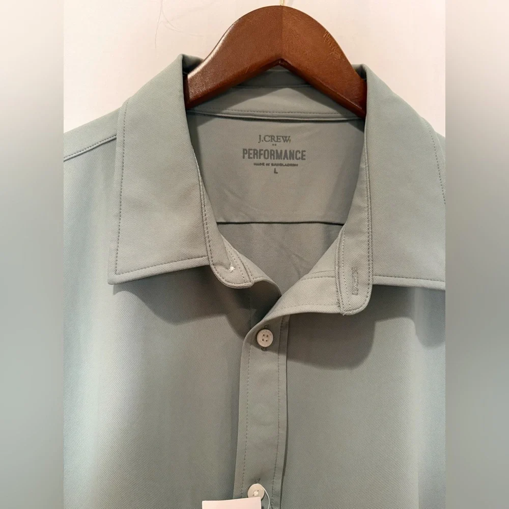 NWT J. Crew Factory Men's All Day Performance Button Down Shirt - Light Olive- L